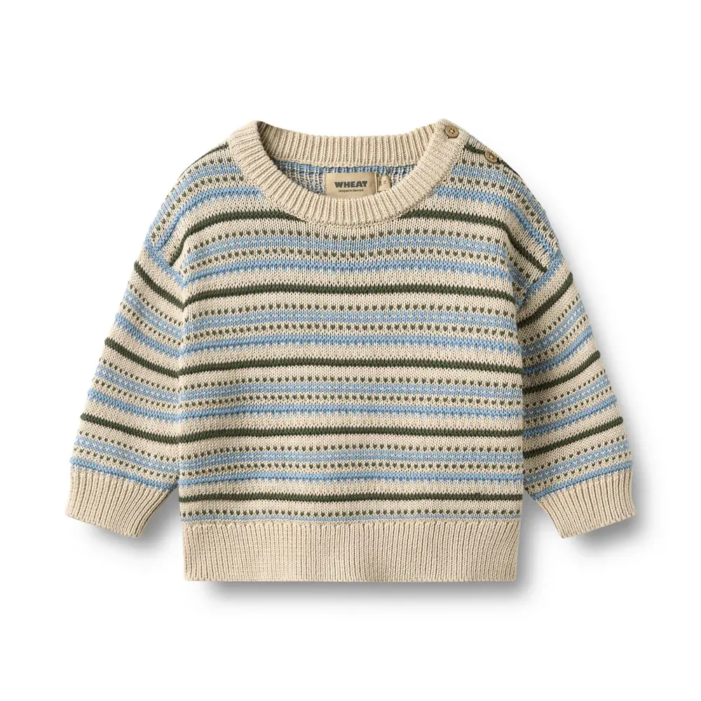 Harlow Jacquard Pullover Offwhite 62 fra Wheat