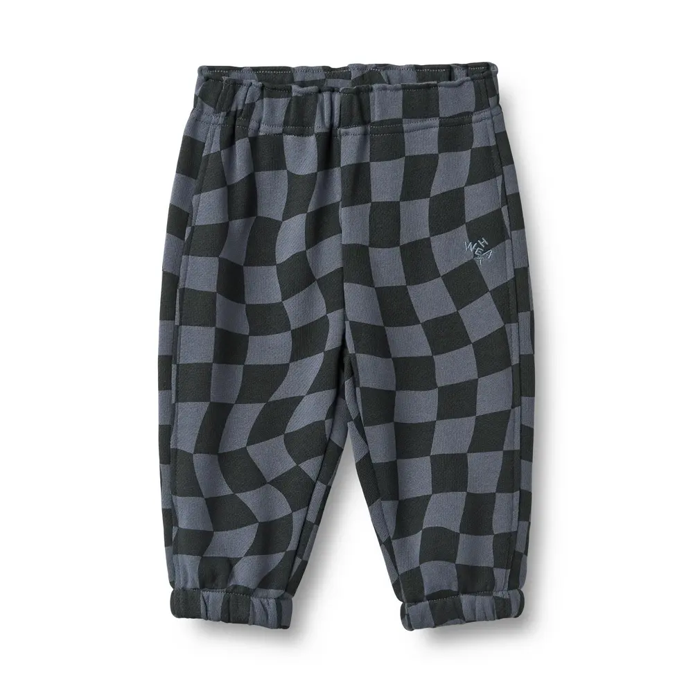 Cosmo Sweatpants   Navy Blue Check   62 fra Wheat
