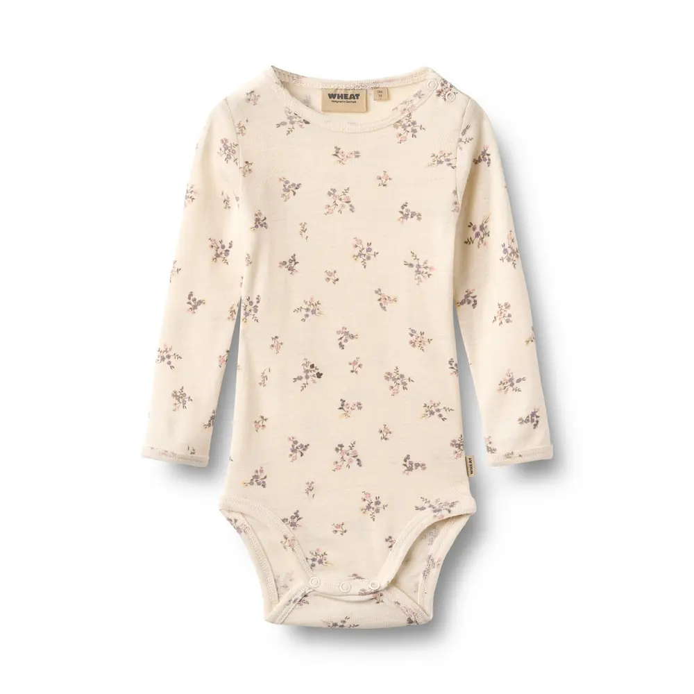 Lucca Langærmet Uld Body   Eggshell Flowers   86 fra Wheat