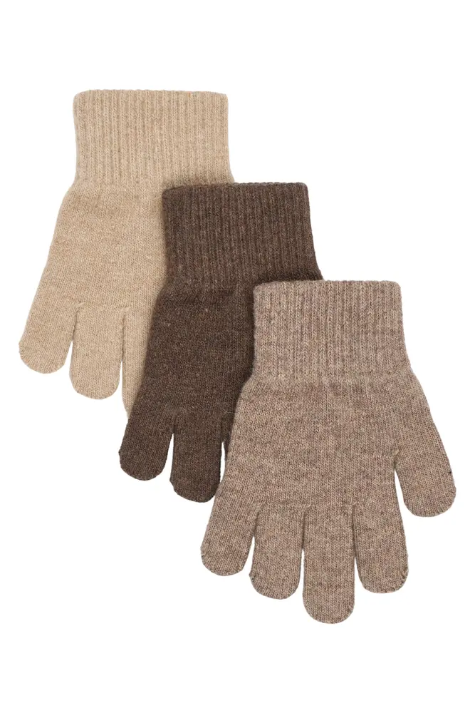 Mikk Line Magic Handsker 3 Pak   Beige Melange Melange Denver Brown Melange   1 3 år fra Mikk-line