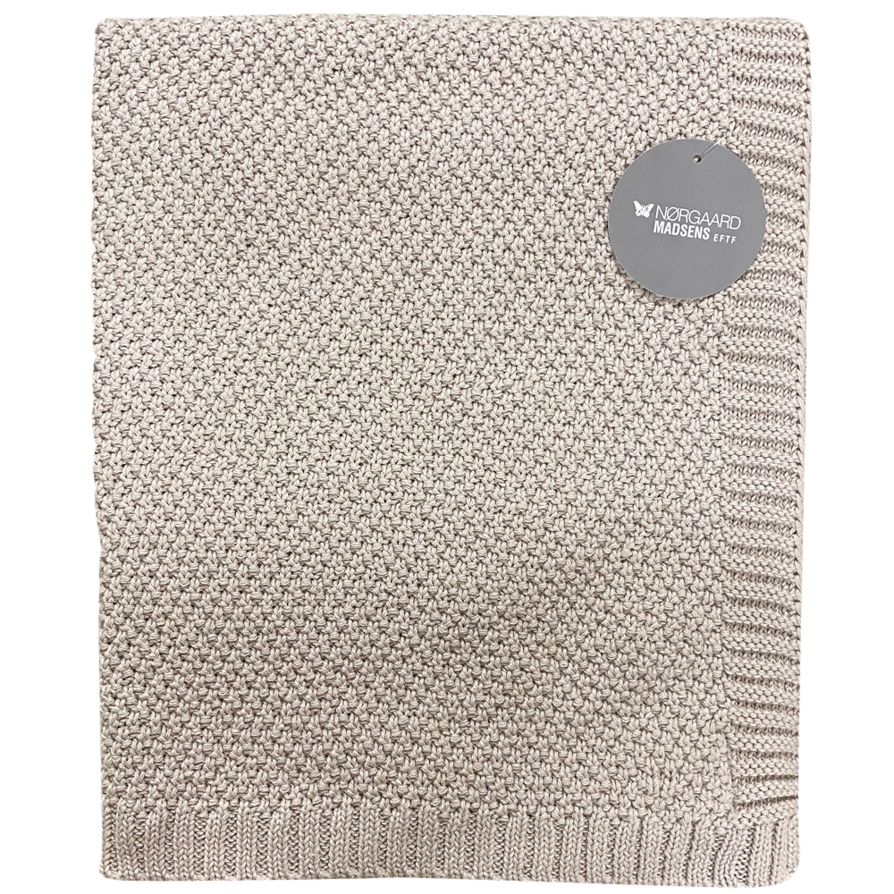 Nm Bomuldsplaid, 75x100 Cm. Strikket, Ensfarvet Beige fra Mikk-line