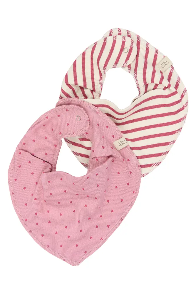 Sky Bib 2 Pak   Mauvewood Striped   One Size fra Petit Piao