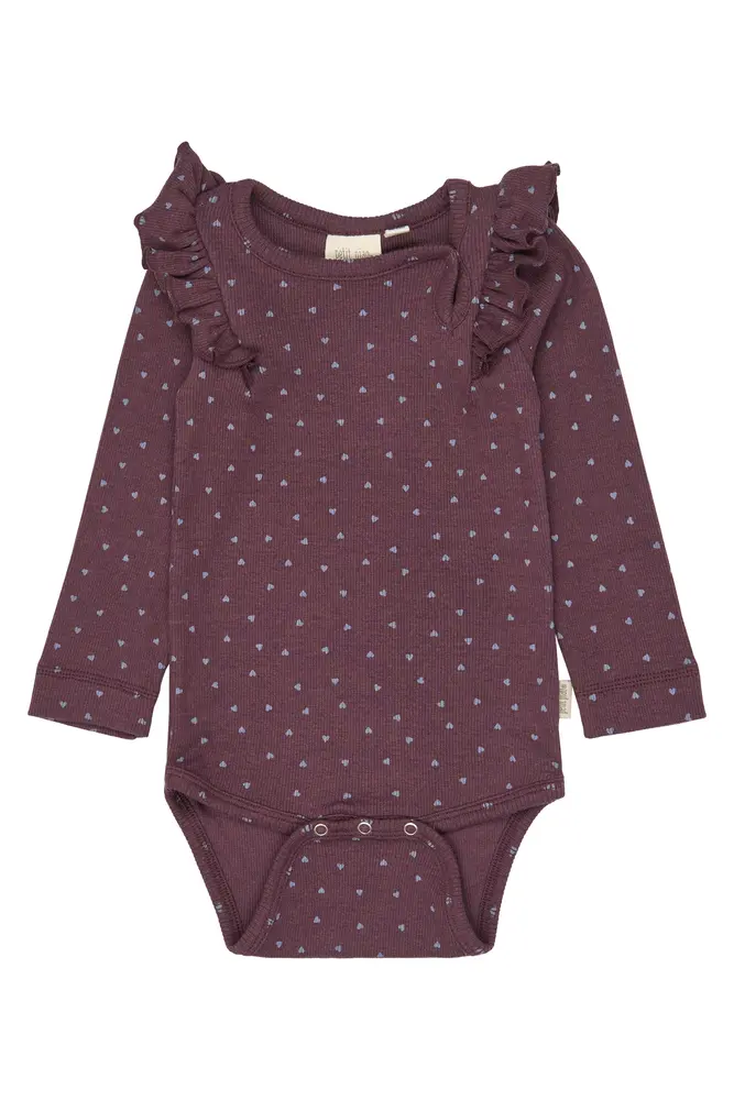 Sonja Langærmet Body Huckleberry Heart 74 Cm fra Petit Piao