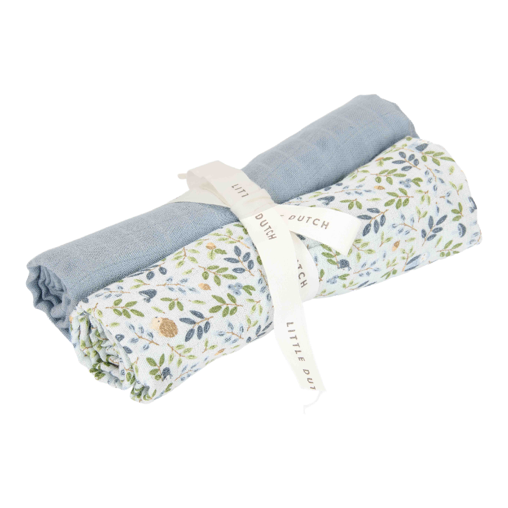 Stofbleer 2 Pak Muslin 70 X 70 Cm Forest Adventure & Denim Blue fra Little Dutch