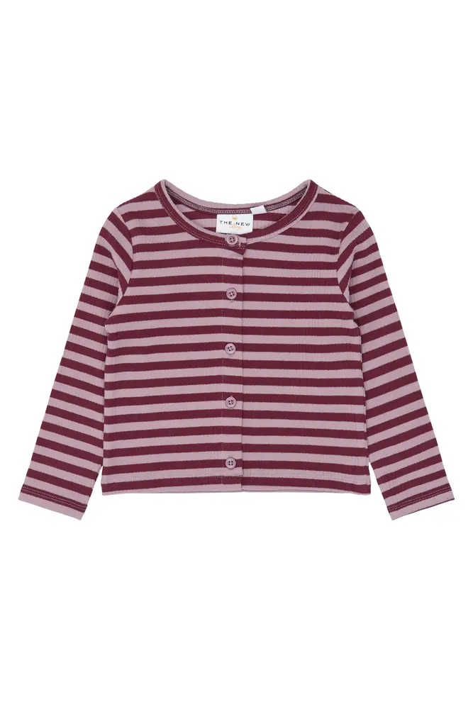 Fro Rib Cardigan   Elderberry Striped   86 fra The New Siblings
