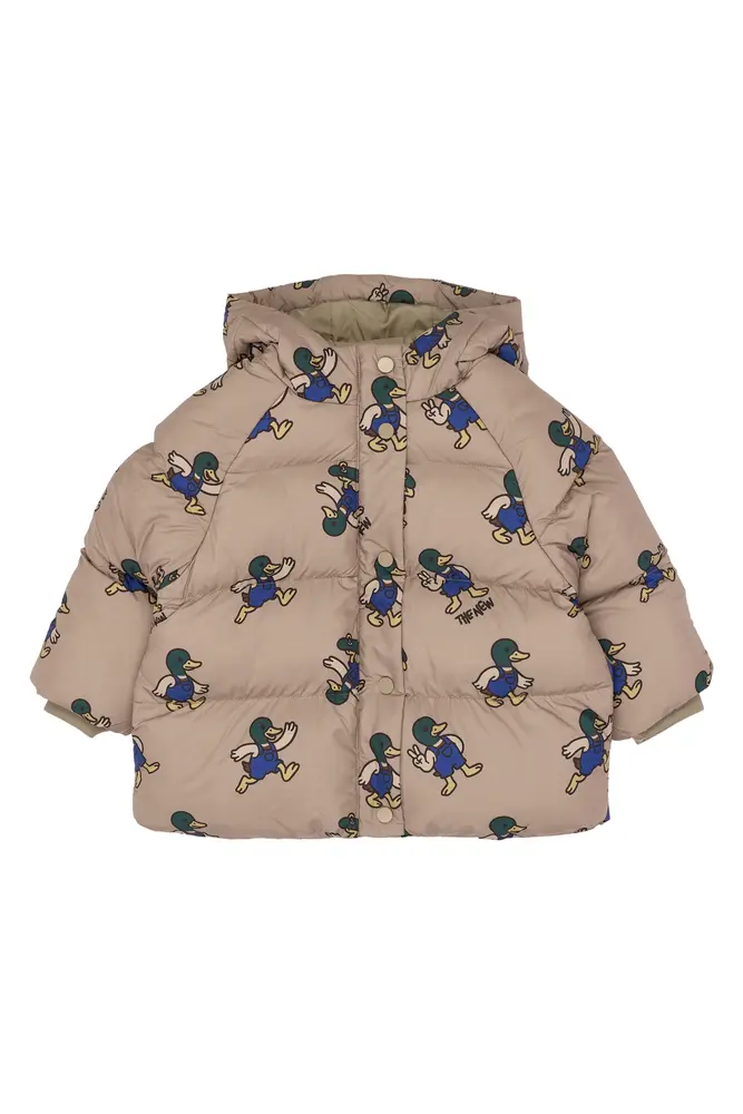 Uwe Puffer Jakke   Taupe Gray Aop Tn   92 fra The New Siblings