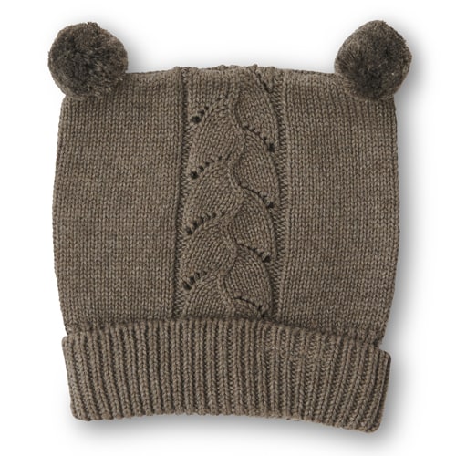That's Mine   Chapette Strikket Pointelle Beanie   Earth Brown Melange   12 18m fra That's Mine