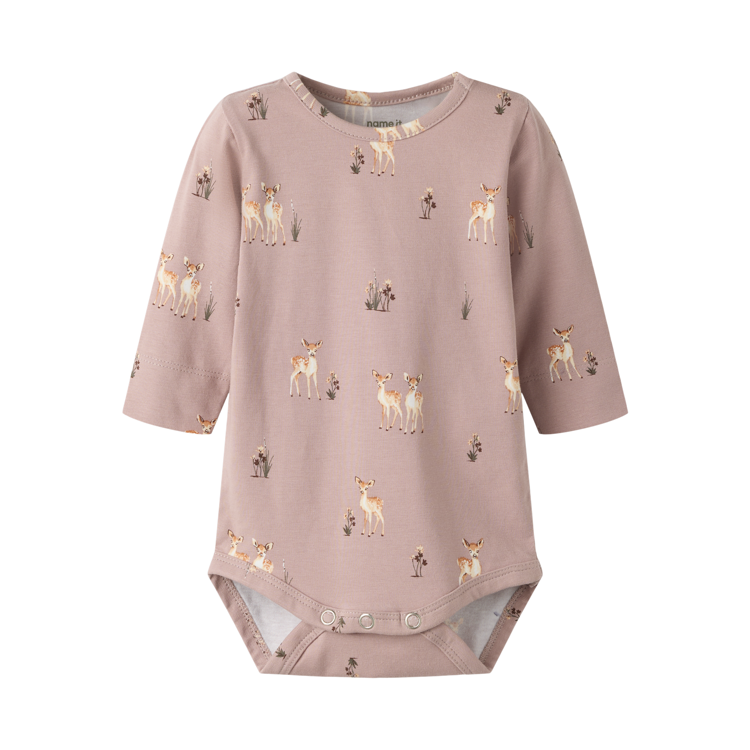Langærmet Body Til Baby Pige Med Rådyrprint   56 fra Name It