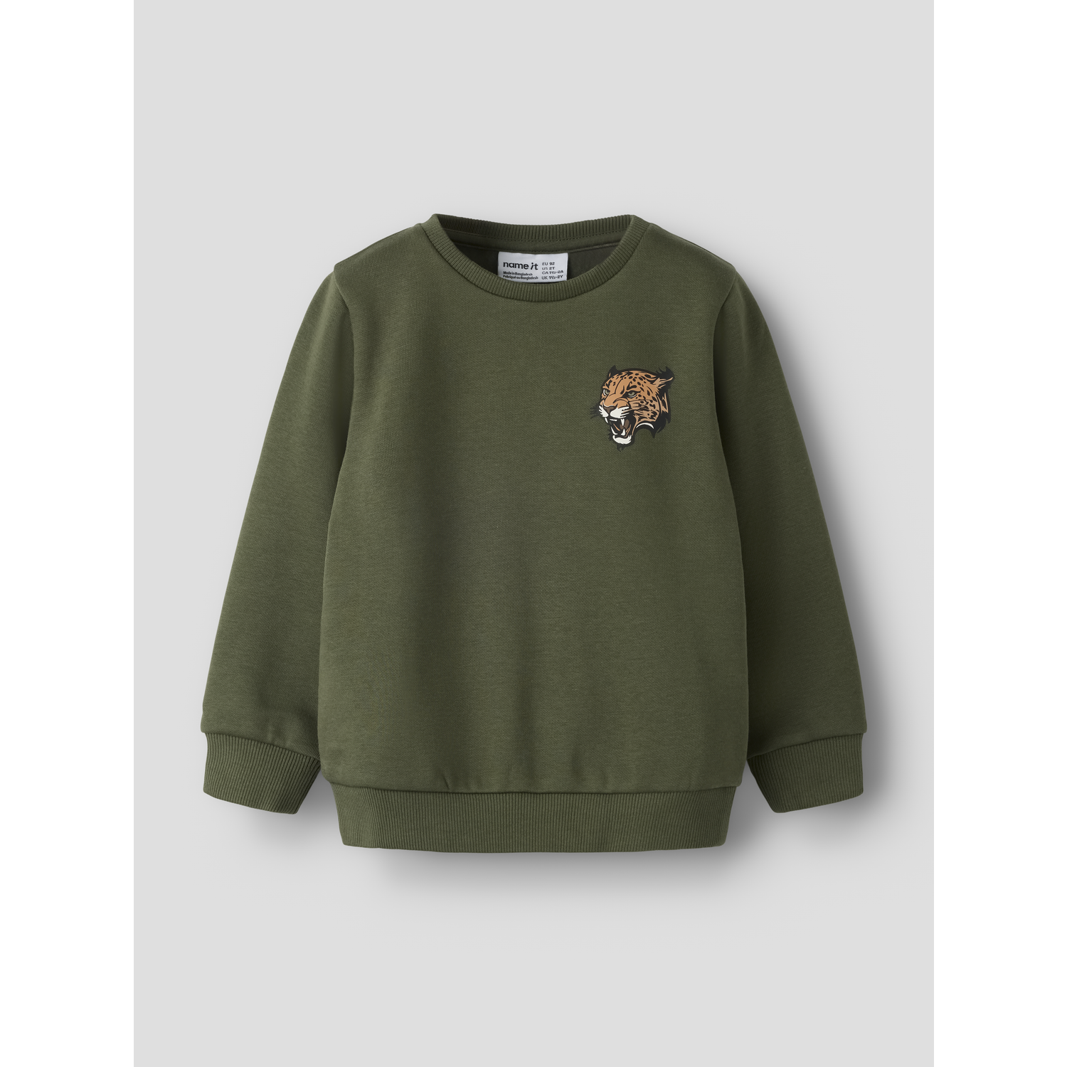 Ensfarvet Sweatshirt Til Mini Dreng Med Lille Bamsemotiv Foran   92 fra Name It