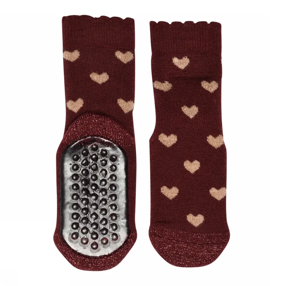 Rosalia Strømpe Anti Slip   Wine Red   25 28 fra Mp Denmark