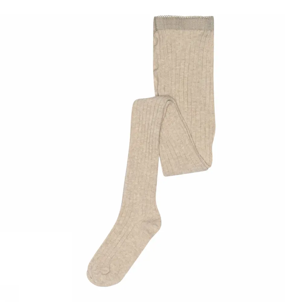 Basic Rib Strømpebukser Beige Melange 100 fra Mp Denmark