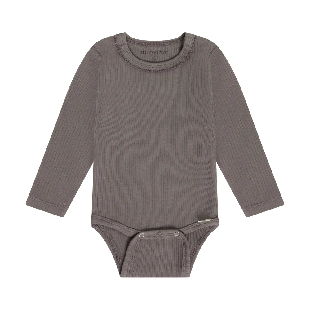 Langærmet Rib Body   Plum Truffle   56 fra Minymo