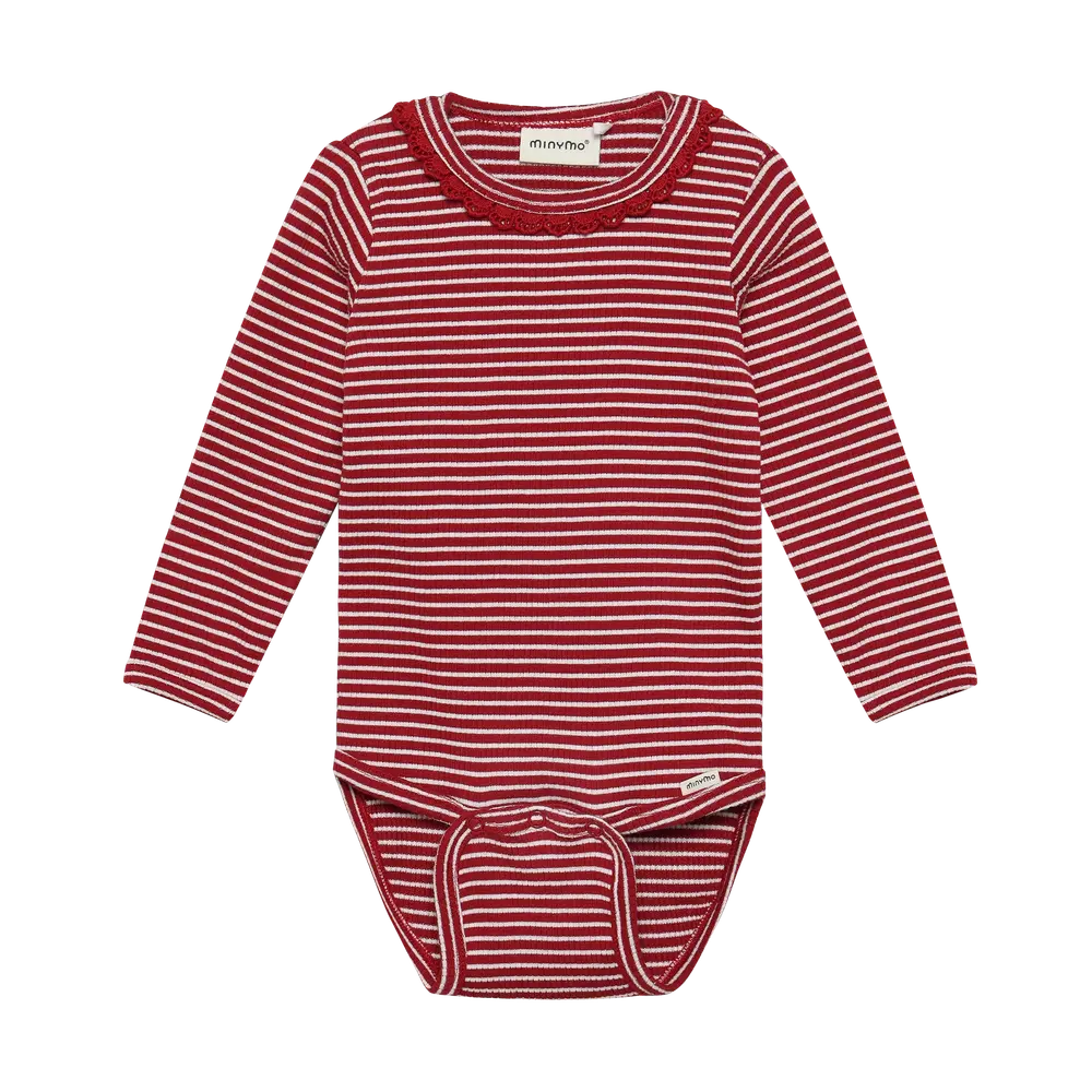 Langærmet Rib Body   Rio Red   80 fra Minymo