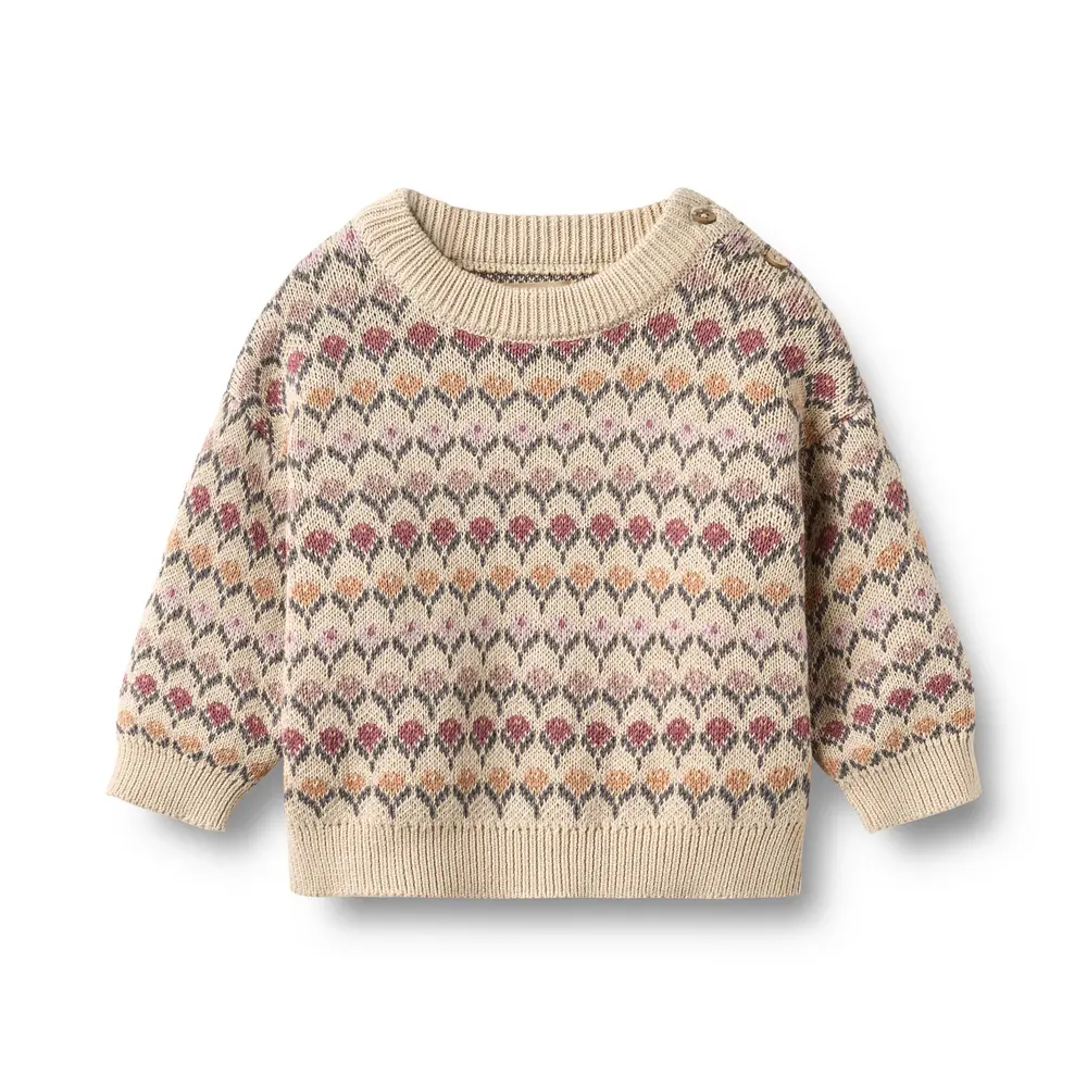 Harlow Jacquard Pullover   Offwhite   80 fra Wheat