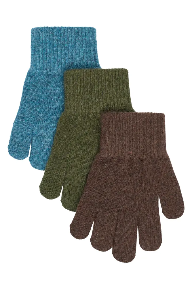 Mikk Line Magic Handsker 3 Pak Blue Mirage Kombu Green Coffee Bean 1 3 år fra Mikk-line