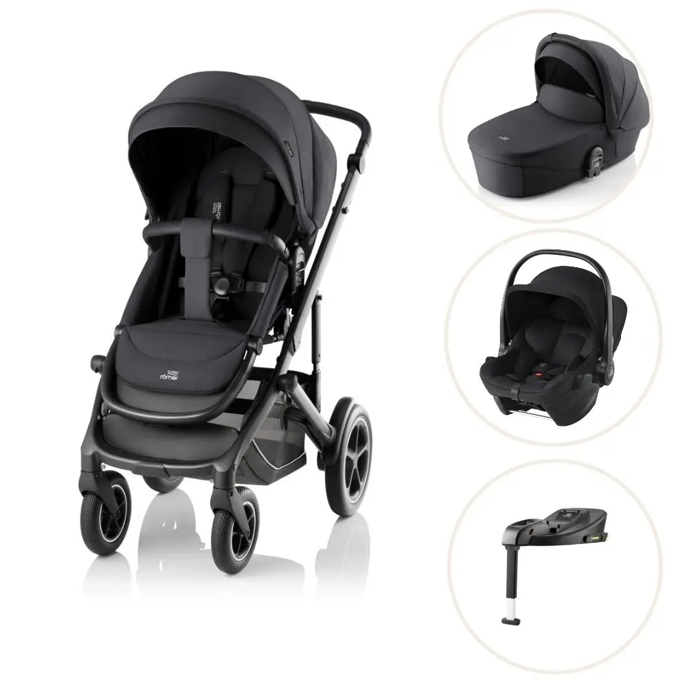 Smile 5z Lux Kombivogn Og Baby Safe Core Autostol   Carbon Black fra Britax Römer