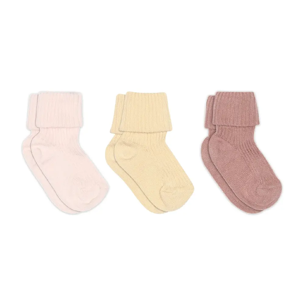 Rib Baby Strømper 3 Pak   Woodrose   15 16 fra Mp Denmark