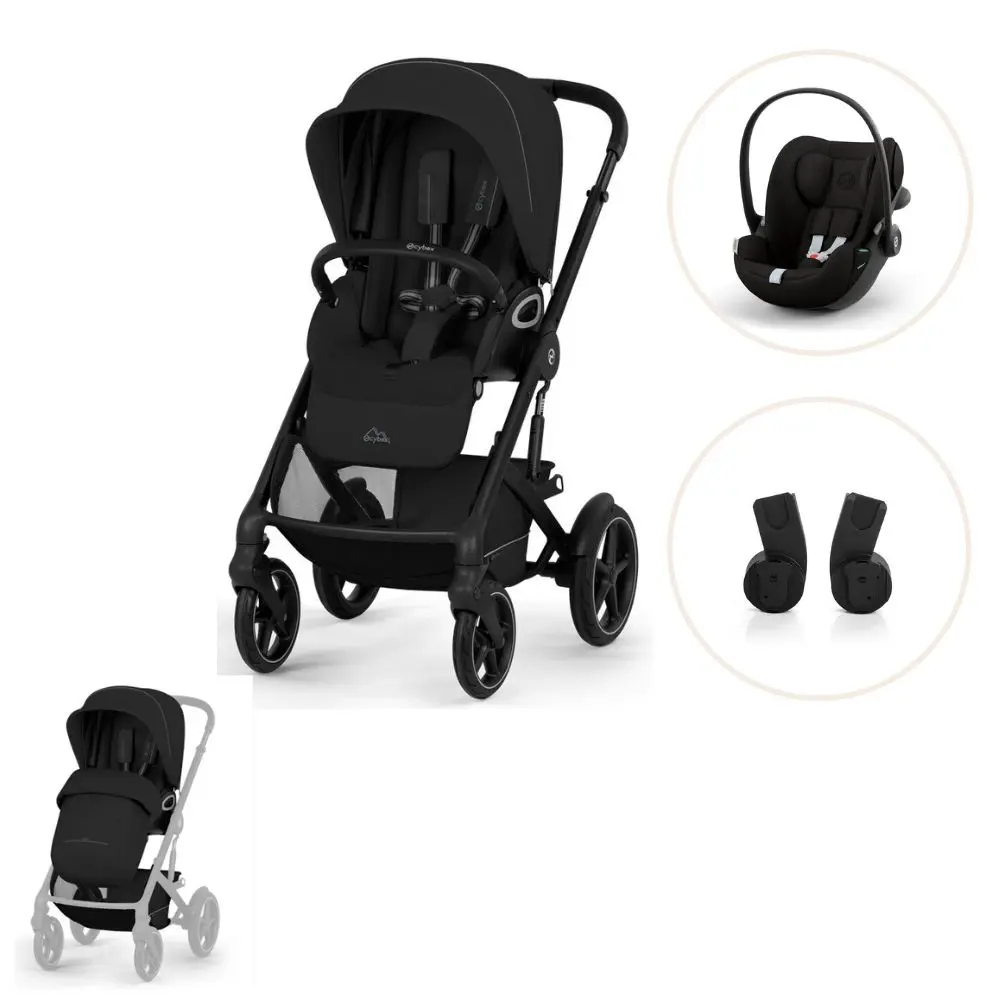 Talos S Lux Inkl. Foldbar Liggedel, Cloud G3 Og Adapter Moon Black Magic Black fra Cybex